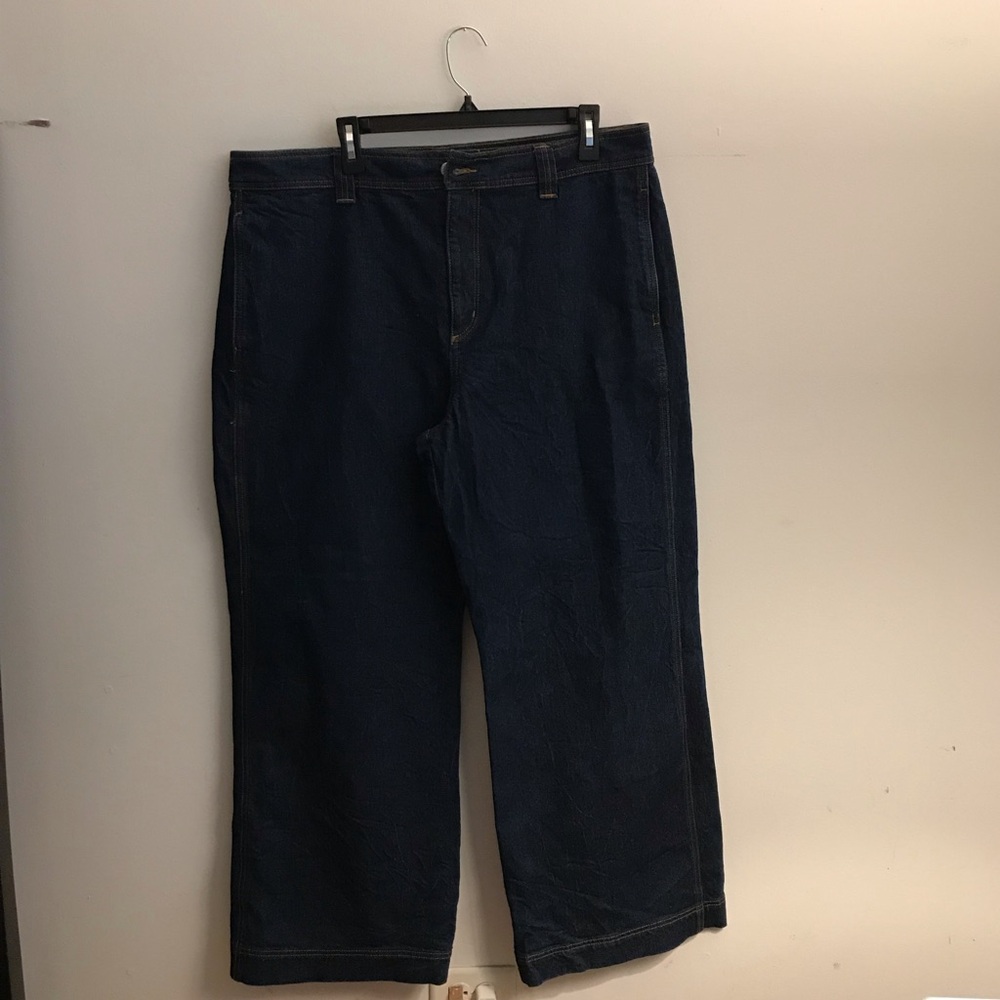 Loft Dark Blue Wide Leg Flare Jeans